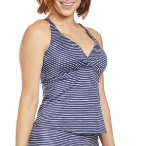Prana Kayana Navy and White Striped XL Tankini Top 40D